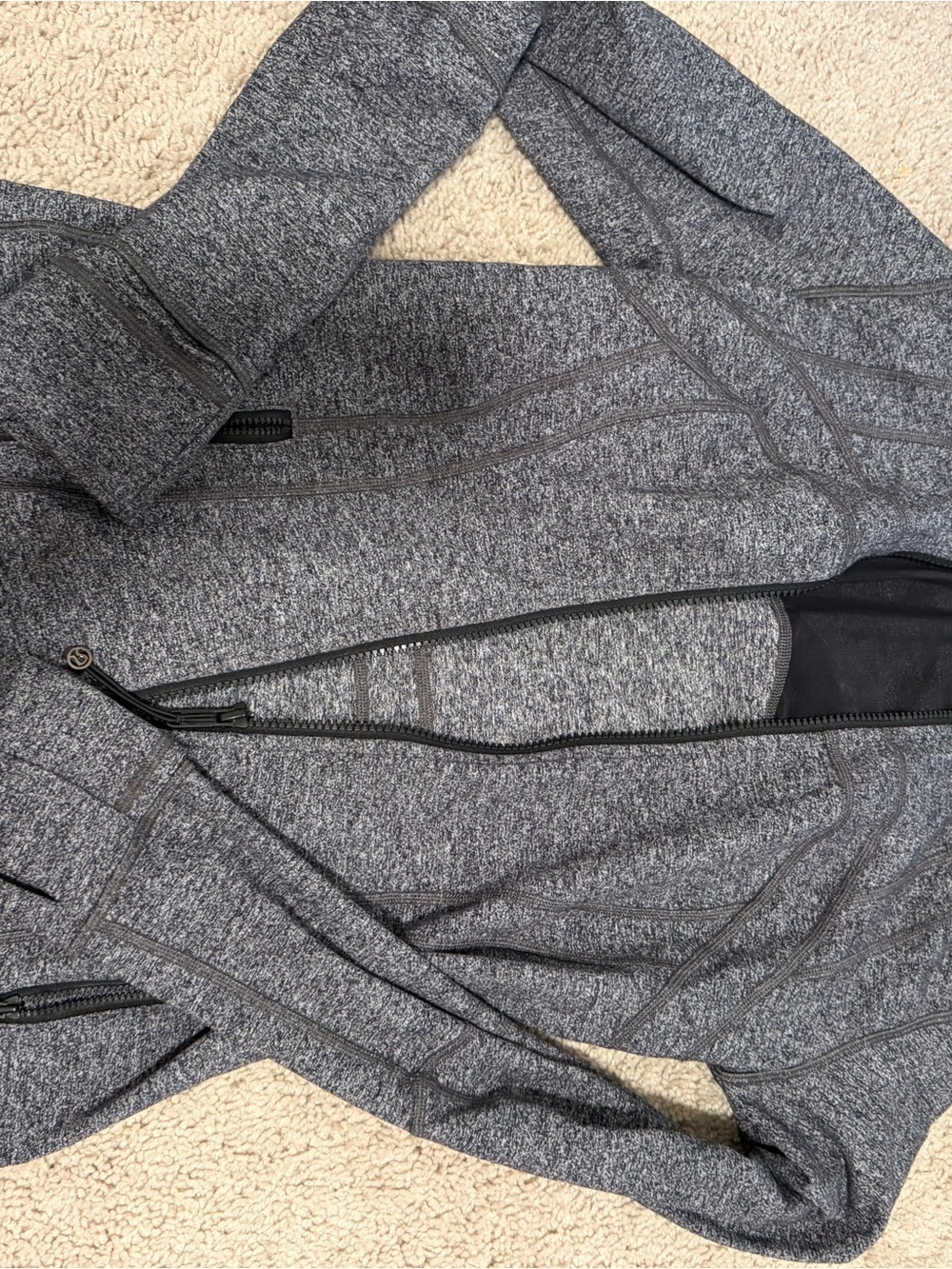 lululemon athletica grey marled jacket with black lining